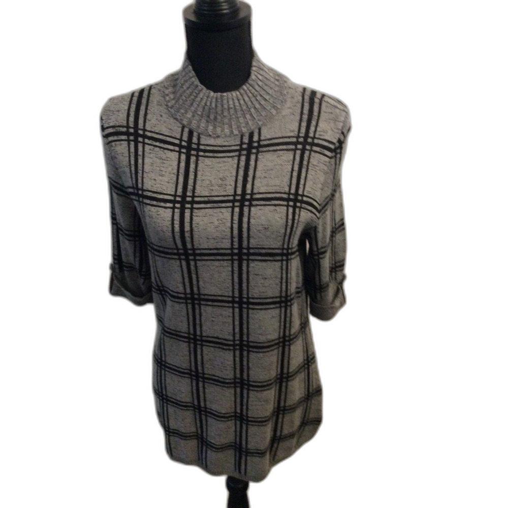 Style & Co. Medium Soft Top Checked Turtleneck M Women's EUC